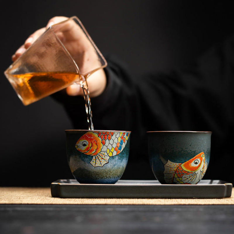 Vintage Tea Koi Couple Cups Tea Set