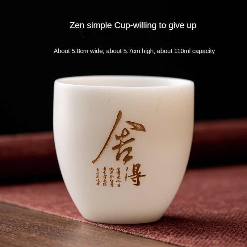 Zen White Jade Porcelain Tea Cup