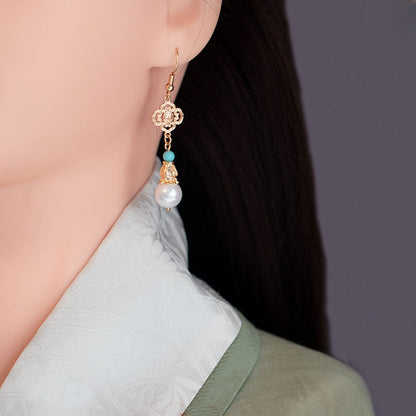Original Ancient Style Turquoise Pearl Earrings