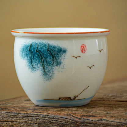 Hand-painted Underglaze Lotus Tea Cup