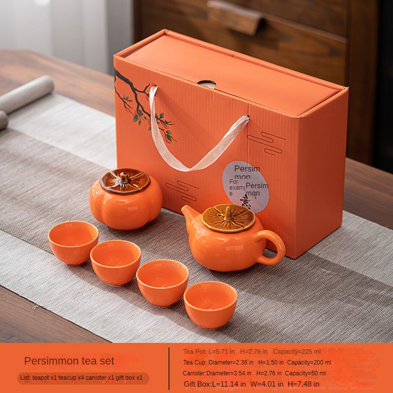 Persimmon Ruyi Ceramic Travel Tea Set
