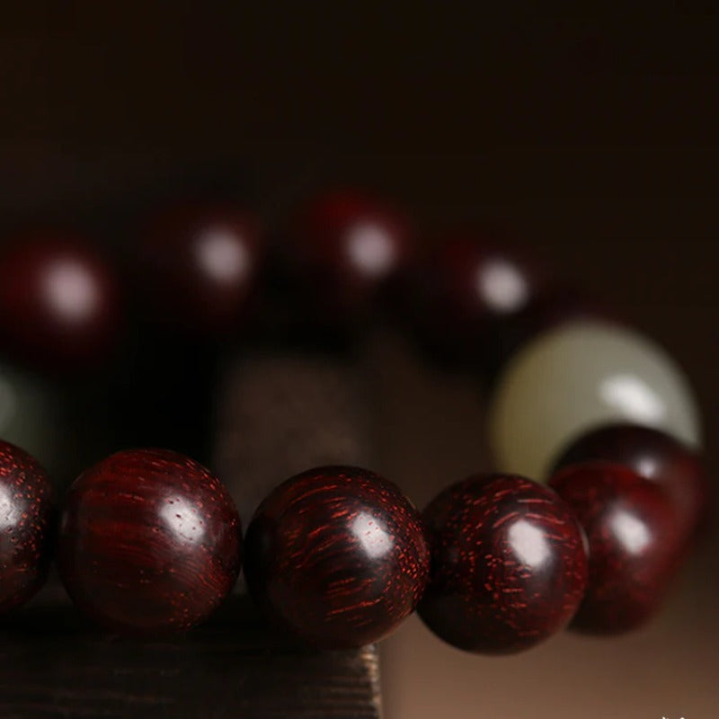 Natural Ebony Beads Golden Sandalwood Hetian Jade Bracelet