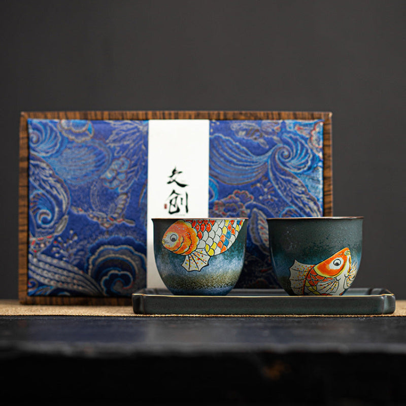 Vintage Tea Koi Couple Cups Tea Set
