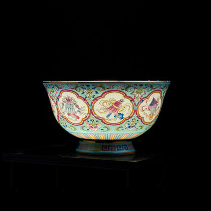 Hand-Painted Eight Treasures Auspicious Golden Enamel Jingdezhen Ceramic Bowl