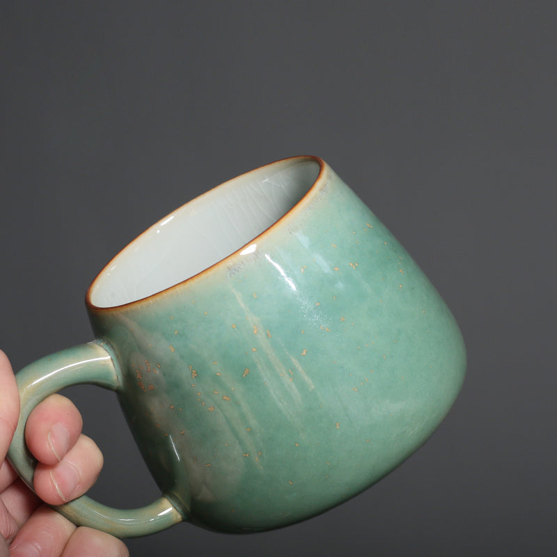 Vintage Green Glaze Kiln Ceramic Mug