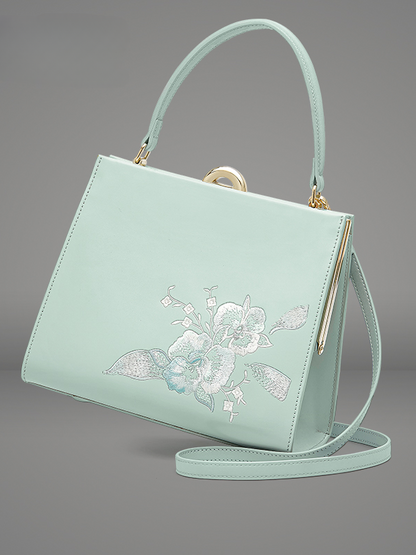 Orchid Leather Embroidery Handbag