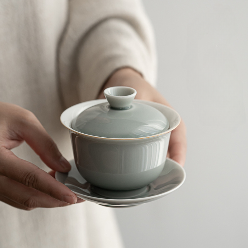 Japanese Style Ice Gray Smoky Gray Glaze Gaiwan