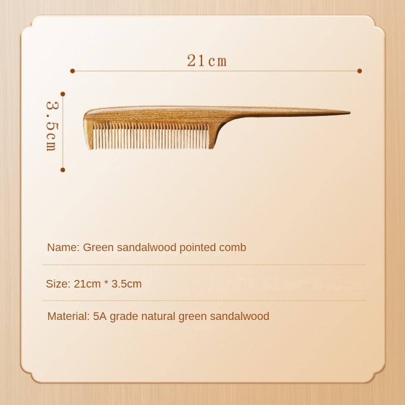 Ancient Green Sandalwood Pointed Tail Comb