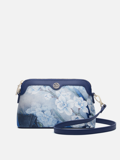 Elegant Ochid Embroidered Mulberry Silk Shoulder Bag