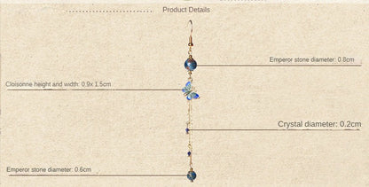 Cloisonné Butterfly Imperial Stone Long Tassel Earrings