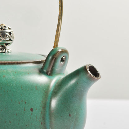 Coarse Pottery Loop-Handled Teapot