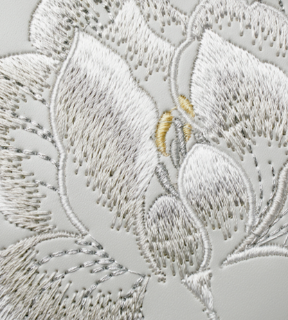 Elegant Snow Lotus Embroidered Leather Shoulder Bag