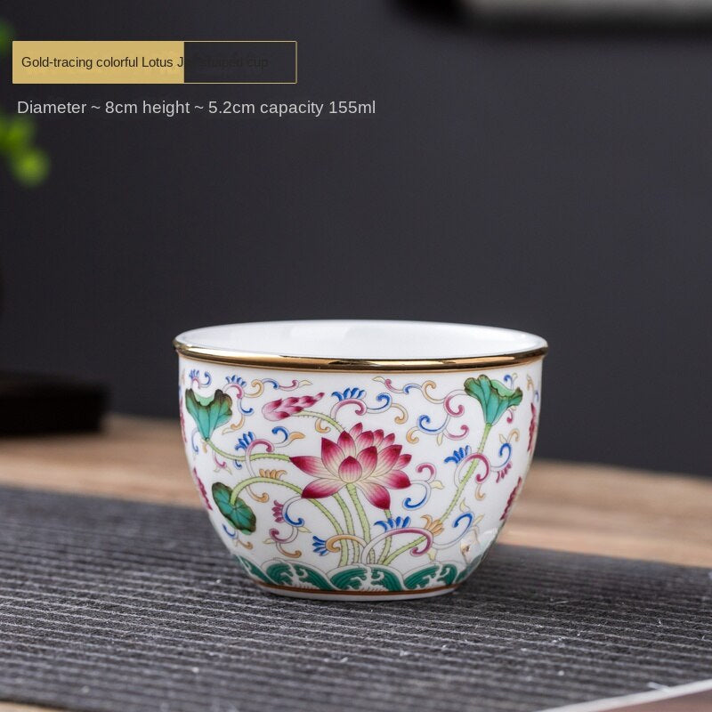 Enamel Color Noble Bone China Master Tea Cup