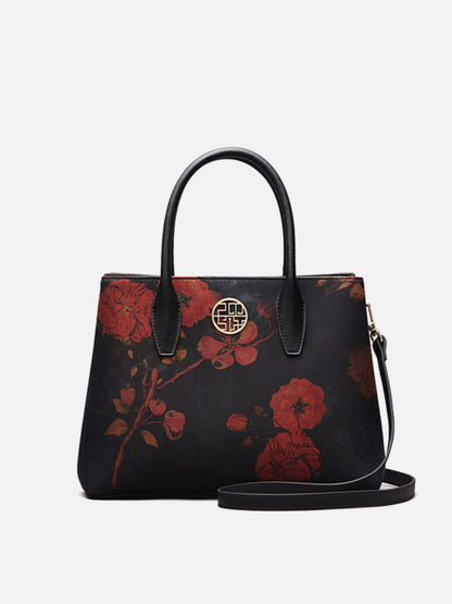 Auspicious Peony Ode Embroidered Silk Handbag