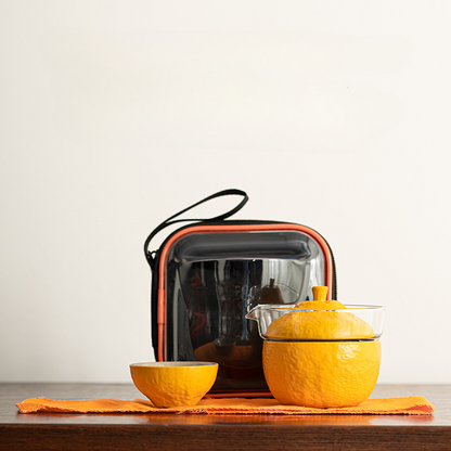 Orange Portable Travel Tea Set