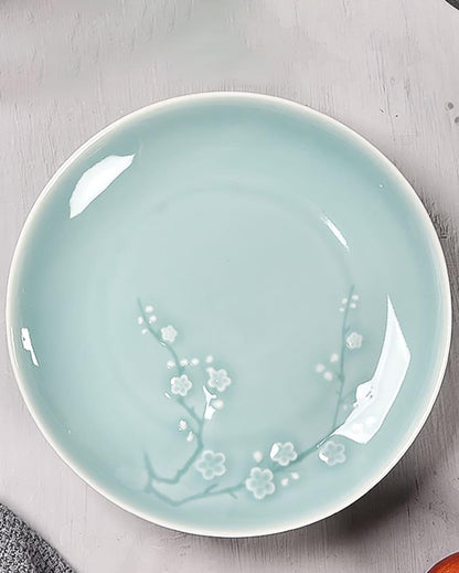 Handmade Vintage Plum Blossom Celadon Porcelain Plate - gloriouscollection