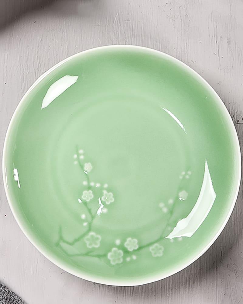 Handmade Vintage Plum Blossom Celadon Porcelain Plate - gloriouscollection