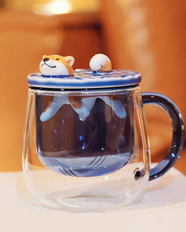 Swimming Shiba Inu Dog Glass Mug &amp; Cup Set - gloriouscollection